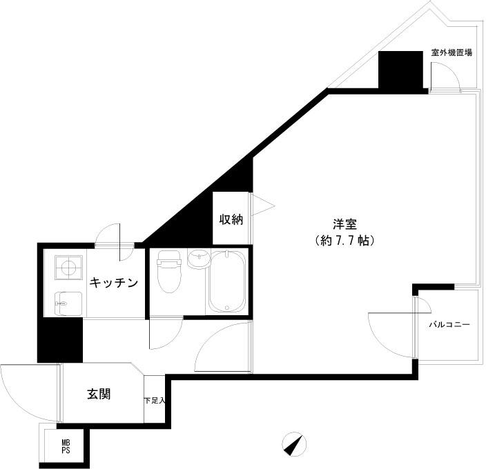 小日向サニーハイツ(1K/7階)の間取り写真