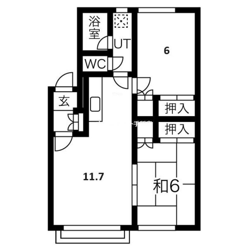 鈴真ハイツA棟(2LDK/3階)の間取り写真