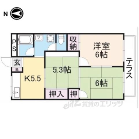 中津ハイツC(3DK/2階)の間取り写真