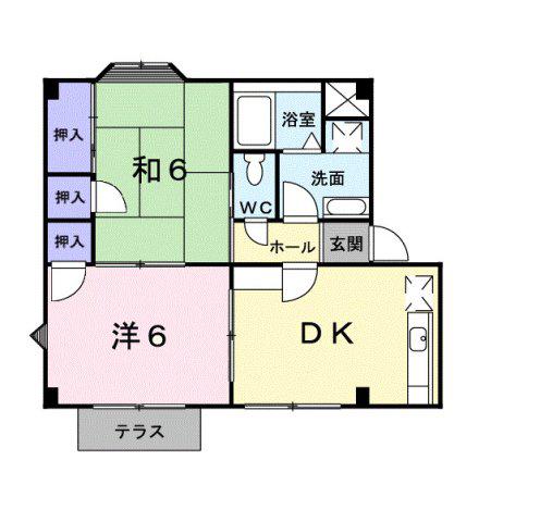 コーポ東町A(2DK/1階)の間取り写真