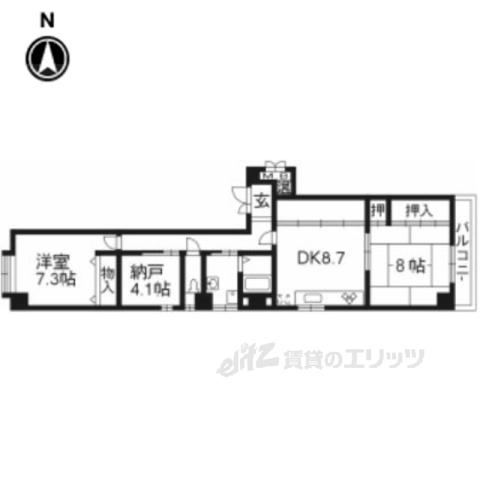 パルティール四条(2DK/1階)の間取り写真