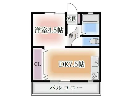 光ハイツ(1DK/2階)の間取り写真