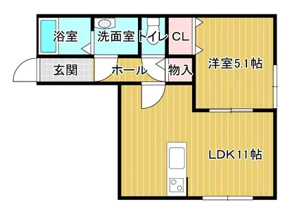 サンシャイン(1LDK/2階)の間取り写真