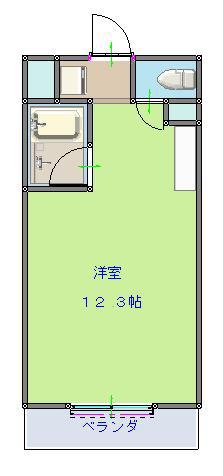 ヴィラ湯川(ワンルーム/3階)の間取り写真