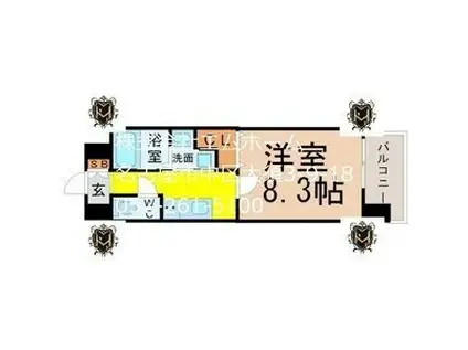 則武ライズ(1K/10階)の間取り写真