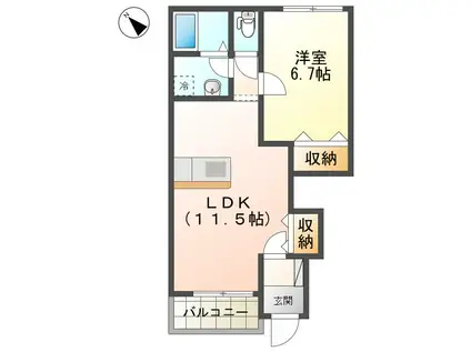 サン・スリーズ(1LDK/1階)の間取り写真