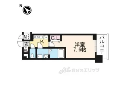 クリスタルグランツ京都西大路(1K/6階)の間取り写真