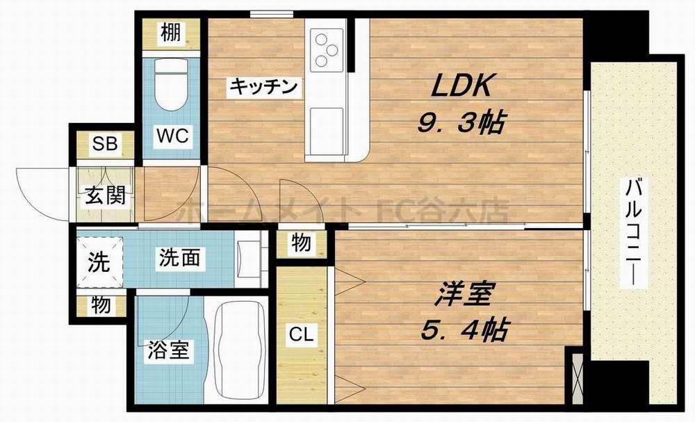 ノブレ梅北(1LDK/2階)の間取り写真