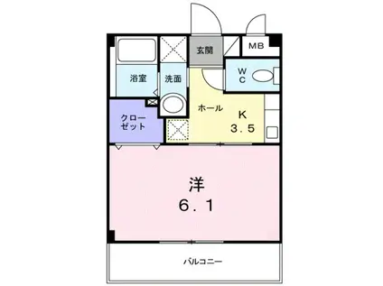 プランドール(1K/2階)の間取り写真