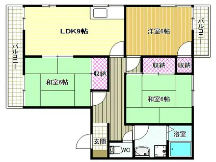 グローリーハイツA棟(3LDK/2階)の間取り写真