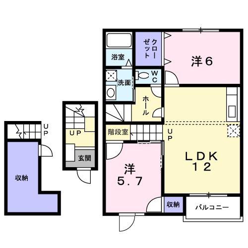 マノワール・ヴェールVI(2LDK/2階)の間取り写真