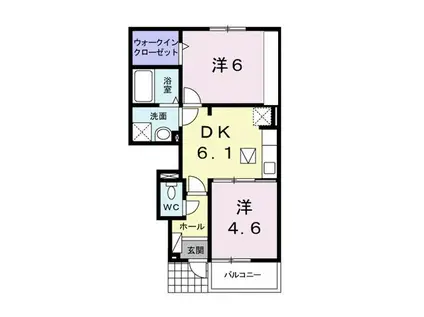 ブライトスクエアⅡ(2DK/1階)の間取り写真