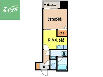 エススリーでじま(1DK/5階)の間取り写真