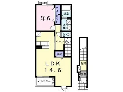 ラ・プルミエール(1LDK/2階)の間取り写真