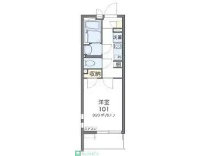 クレイノうたり(1K/3階)の間取り写真