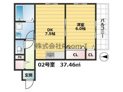 ディアコート・ソレイユII 旭化成ヘーベルメゾンHEBEL HAUS(1DK/2階)の間取り写真