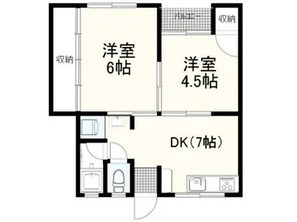 プレゼンス紀伊II(2DK/4階)の間取り写真