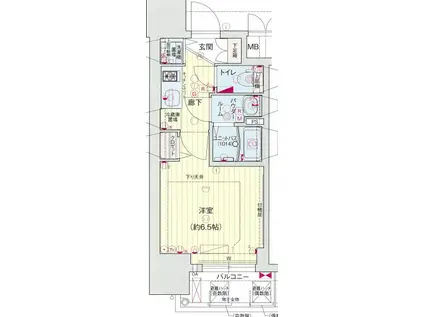 プレサンス松屋町駅前(1K/9階)の間取り写真