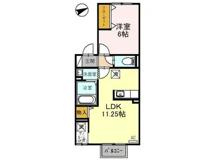 ウィルモアI(1LDK/2階)の間取り写真