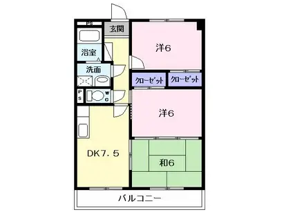 ラフィネ・ドミール(3DK/2階)の間取り写真