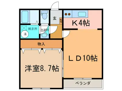 あかつきニュータウンA棟(1LDK/1階)の間取り写真