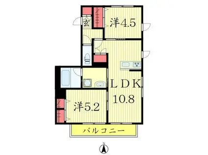 OPUSIIIUMEJIMA(2LDK/3階)の間取り写真