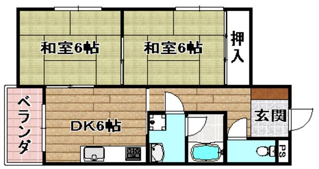 深沢ハイツ(2DK/3階)の間取り写真