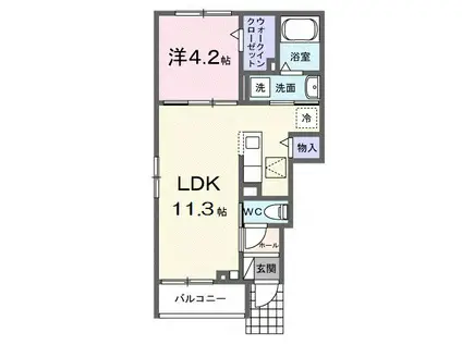 レフィナード(1LDK/1階)の間取り写真