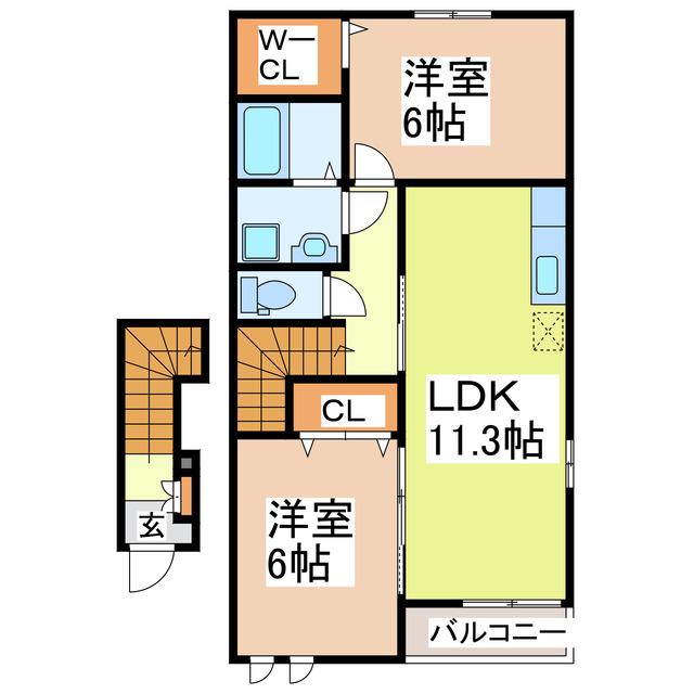 ゆいっと・グランデ I(2LDK/2階)の間取り写真