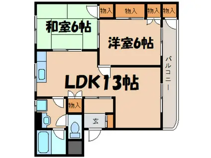 ニューライフ石田(2LDK/3階)の間取り写真