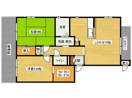 グランシード西原(2LDK/1階)の間取り写真