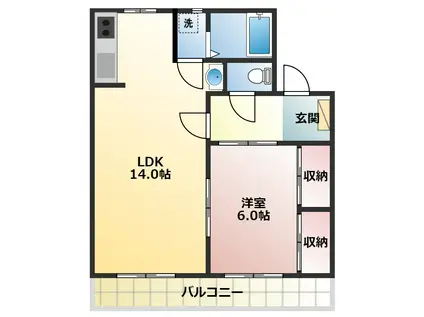 ヴィラスクエアI(1LDK/2階)の間取り写真