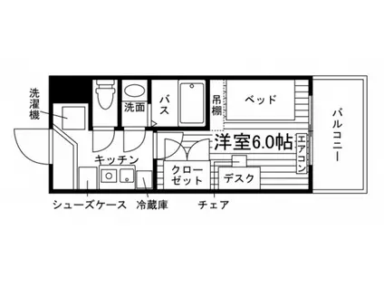 学生会館 ベルフェリーク京都上賀茂(1K/3階)の間取り写真