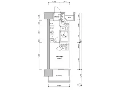 ザ・パークハビオ新栄(1K/4階)の間取り写真