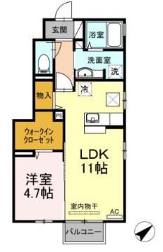 セジュールセラF(1LDK/1階)の間取り写真