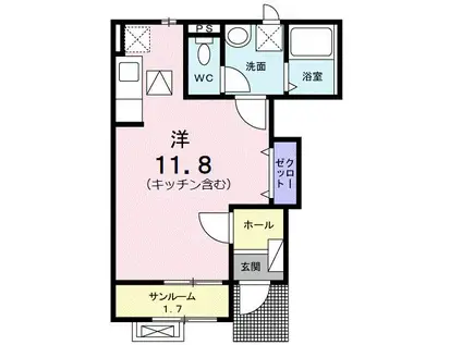 メゾン・クラールB(ワンルーム/1階)の間取り写真