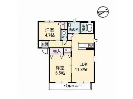 まほろば 弐番館(2LDK/1階)の間取り写真