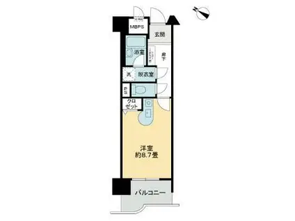 ライオンズマンション一番町(ワンルーム/6階)の間取り写真