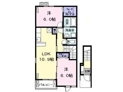 フラン・フィオーレ(2LDK/2階)の間取り写真