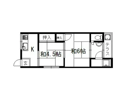 丸阿荘(2K/2階)の間取り写真