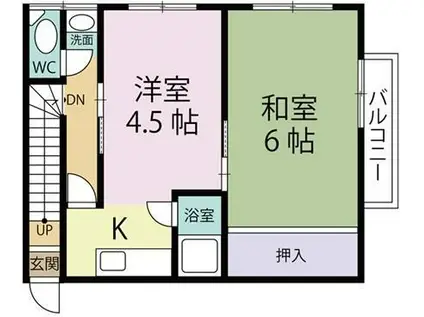 暁荘(2K/2階)の間取り写真