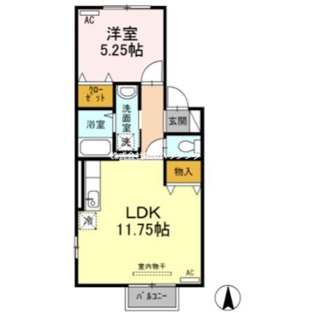 SEEDS WIT佐古(1LDK/2階)の間取り写真