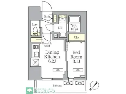 プライムガーデン大森(1DK/5階)の間取り写真