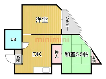 グローリー岡村III(2DK/3階)の間取り写真
