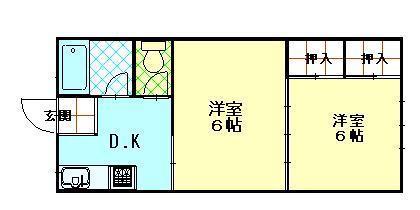 中村ハイツ(2DK/1階)の間取り写真