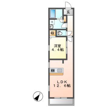 クラージュ平安(1LDK/2階)の間取り写真