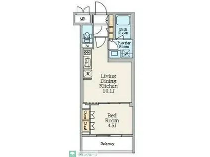 クレストコート池上六丁目(1LDK/4階)の間取り写真