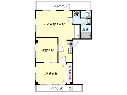 佐原コーポ(2LDK/3階)の間取り写真