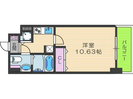 エスリード福島・リバーフロント(1K/4階)の間取り写真