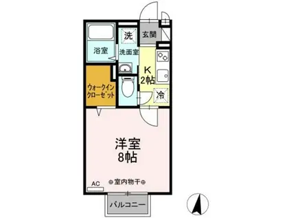 メルヴェーユ橋本(1K/1階)の間取り写真